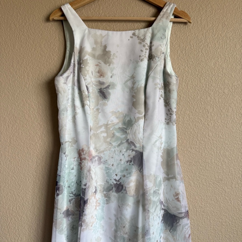 Vintage Women’s Maxi Gown Water Color Inspired Floral Formal Dress Wedding Sz M - Picture 2 of 10